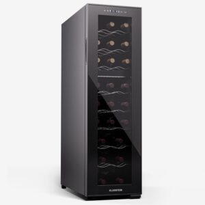 Klarstein Freestanding Wine Fridge 2 Zones, Drinks Fridge Small, Small Wine Cabinet, Wine Fridge Small with Glass Door, Indoor/Outdoor Bottle Fridge, 24 Bottles
