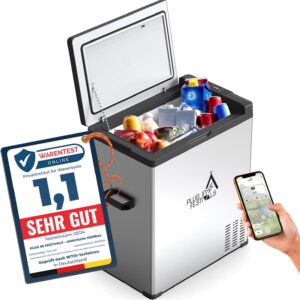 PLUG IN FESTIVALS Portable, Electric Cool Box, Compressor Freezer Box up to -20 Degrees, Car Cool Box, Camping Fridge, Power Station for Cooling, 12 V, 230 V, 65 Litres [Energy Class C]
