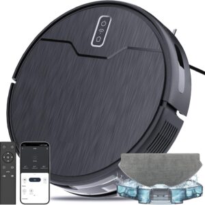 Betboyles Robot Vacuum Cleaner and Mop, Robot Vacuum Cleaner, 6 Cleaning Modes, Large Capacity, Water Tray, Self Charge, WiFi/App/Alexa, Ideal for Hard Floors, Carpets, Pet Hair