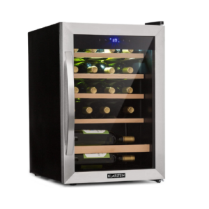 Klarstein Wine Refrigerator, Drinks Fridge Slim, Fridge with Glass Door, Drinks Refrigerators Freestanding, Wine Fridge Small, Wine Refrigerators 1 Zone, UV Protection, 4-18°C, 19 Bottles [Energy Class B]