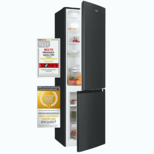 Exquisit Inoxlook-az KGC265-70-NF-040C Fridge-Freezer Combination 253 L Volume Cool Freezer Combination No-Frost Door Hinge Changeable Fridge Freezer Combination Freestanding [Energy Class C]