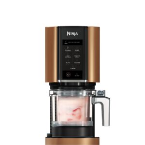 Ninja CREAMi Eismaschine & Zubereitung von gefrorenen Desserts – 3 Behälter, 7 Programme (Eiscreme, Sorbets, Smoothie-Bowls usw.) – 1,4 l – Schwarz & Kupfer
