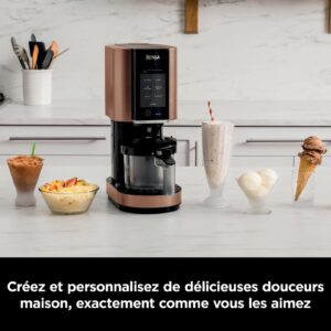 Ninja CREAMi Eismaschine & Zubereitung von gefrorenen Desserts – 3 Behälter, 7 Programme (Eiscreme, Sorbets, Smoothie-Bowls usw.) – 1,4 l – Schwarz & Kupfer – Bild 2