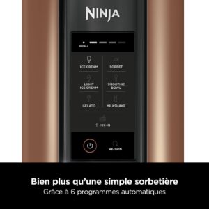 Ninja CREAMi Eismaschine & Zubereitung von gefrorenen Desserts – 3 Behälter, 7 Programme (Eiscreme, Sorbets, Smoothie-Bowls usw.) – 1,4 l – Schwarz & Kupfer – Bild 5