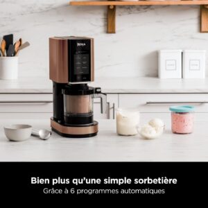 Ninja CREAMi Eismaschine & Zubereitung von gefrorenen Desserts – 3 Behälter, 7 Programme (Eiscreme, Sorbets, Smoothie-Bowls usw.) – 1,4 l – Schwarz & Kupfer – Bild 8