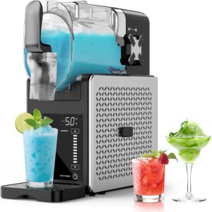 Slush-Maschine – 2,5-Liter-Slush-Maschine, kein Eis erforderlich, mit LED-Anzeige, 6 voreingestellten Programmen für Margaritas, Frappés, Milchshakes und Softeis, Ein-Knopf-Bedienung, einfache Reinigung