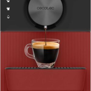 Cecotec Cremmaet Cube Compact Kaffeevollautomat, Rot. 1350 W, Profi-Ausführung, Presssystem, Vorbrühfunktion, 19 Bar Druck, Thermoblock-System, 5 Mahlgradeinstellungen, Touch-Bedienung