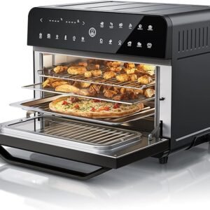 Arendo - Heißluftfritteuse 25 Liter Edelstahl - Multifunktionsofen - mini Backofen - Aerofryer - 1800 Watt - Inkl. Backblech, Dörrblech, Ofenrost, Frittierkorb - BPA-frei
